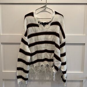 Rue21 Frayed Hem Striped 2X Sweater